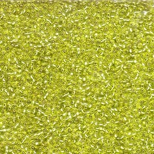 Miyuki Rocailles Perlen 1,5mm 0014 transparent silverlined Lime Green ca 11gr