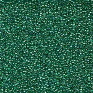 Miyuki Rocailles Perlen 1,5mm 0295 transparent rainbow Green-Blue-Gold ca 11gr
