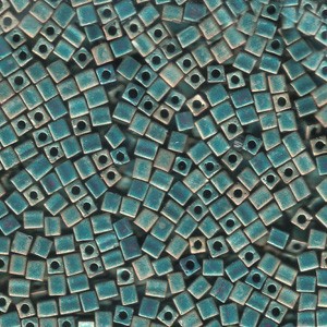 Miyuki Würfel Perlen, Cube, Square Beads 3mm 2008 metallic rainbow matt Turquoise - Light Green 20gr