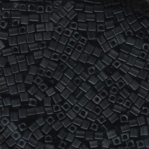 Miyuki Würfel Perlen, Cube, Square Beads 3mm 0401F opaque matte Black 20gr