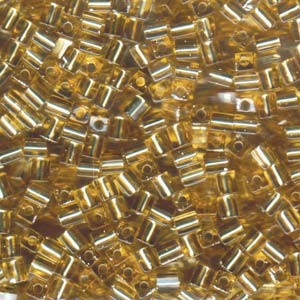 Miyuki Würfel Perlen, Cube, Square Beads 1,8mm 0003 transparent silverlined Gold 12gr