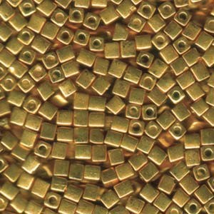 Miyuki Würfel Perlen, Cube, Square Beads 4mm 1053 galvanized Gold 20gr