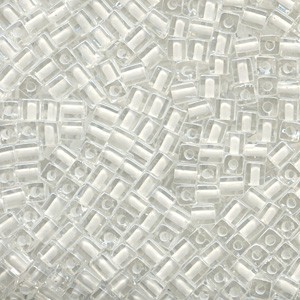 Miyuki Würfel Perlen, Cube, Square Beads 4mm 1104 insinde colorlined White 20gr