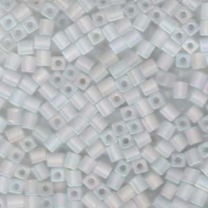 Miyuki Würfel Perlen, Cube, Square Beads 1,8mm 0131FR transparent rainbow matt Clear 12gr
