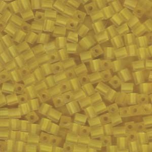 Miyuki Würfel Perlen, Cube, Square Beads 4mm 0136F transparent matt Yellow 25gr