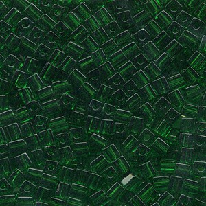 Miyuki Würfel Perlen, Cube, Square Beads 1,8mm 0146 transparent Kelly Green 12gr