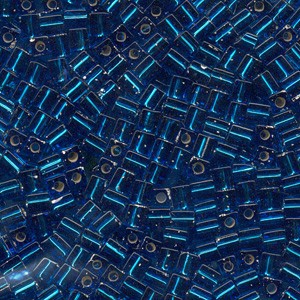Miyuki Würfel Perlen, Cube, Square Beads 4mm 0149S transparent silverlined Cobalt 20gr