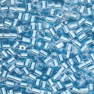 Miyuki Würfel Perlen, Cube, Square Beads 4mm 0220 insinde colorlined Ice Blue 20gr