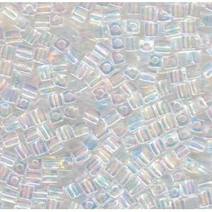 Miyuki Würfel Perlen, Cube, Square Beads 1,8mm 0250 transparent rainbow Clear 12gr