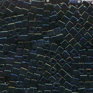 Miyuki Würfel Perlen, Cube, Square Beads 1,8mm 0452 metallic rainbow Midnight Blue 12gr