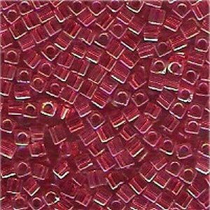 Miyuki Würfel Perlen, Cube, Square Beads 4mm 0254 transparent rainbow Berry - Gold 25gr