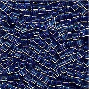 Miyuki Würfel Perlen, Cube, Square Beads 1,8mm 0261 transparent rainbow Blue Violet 12gr