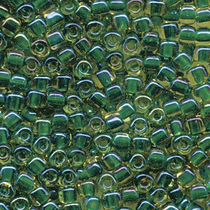 Miyuki Dreieck Perlen, Triangle Beads 2,5mm 1165 colorlined Gold Green 13gr