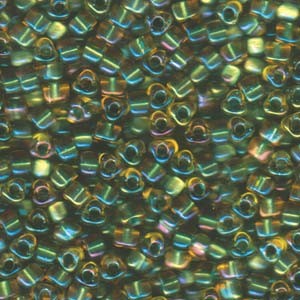 Miyuki Dreieck Perlen, Triangle Beads 5mm 1168 transparent colorlined sparkling Green Topaz 12gr